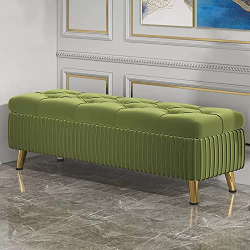 RRrawgff Otomana de Terciopelo con Almacenamiento, tapizada con Botones y capitoné, Rectangular, para Guardar Zapatos, otomana de Entrada con Patas, para Dormitorio, al pie de la Cama, para Sala de e
