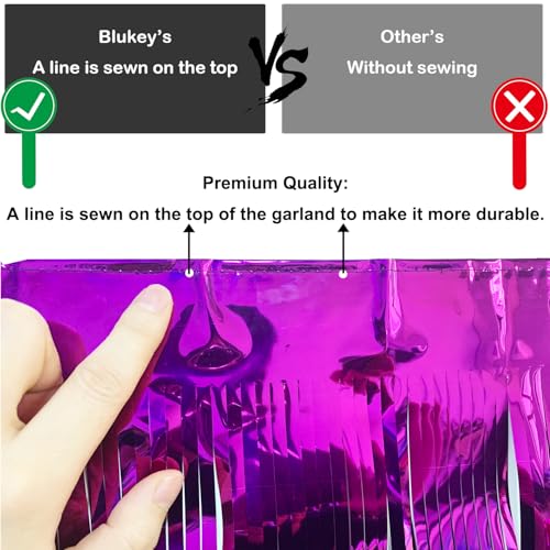 Image of Foil Fringe Garland - Pack of 3- Metallic Parade Floats Skirting Tinsel Streamers Banner for Birthday Wedding Dec 4th of July Homecoming Float (Purple)