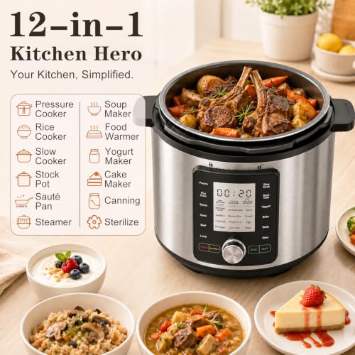 Image of Fullwill 6QT Electric Pressure Cooker with 24 Presets,Olla de Presion