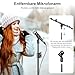 Microphone Stand, Tripod Boom Arm Floor Mic Stand Height Adjustable Heavy Duty with Carrying Bag 2 Mic Clips 3/8