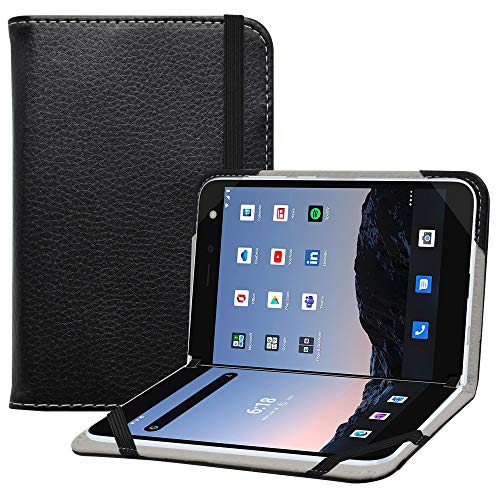Bige for Microsoft Surface Duo Case,PU Leather Folio 2-Folding Stand Cover Case for Microsoft Surface Duo 8.1" 2020 (ATT,Verizon & Tmobile),Black