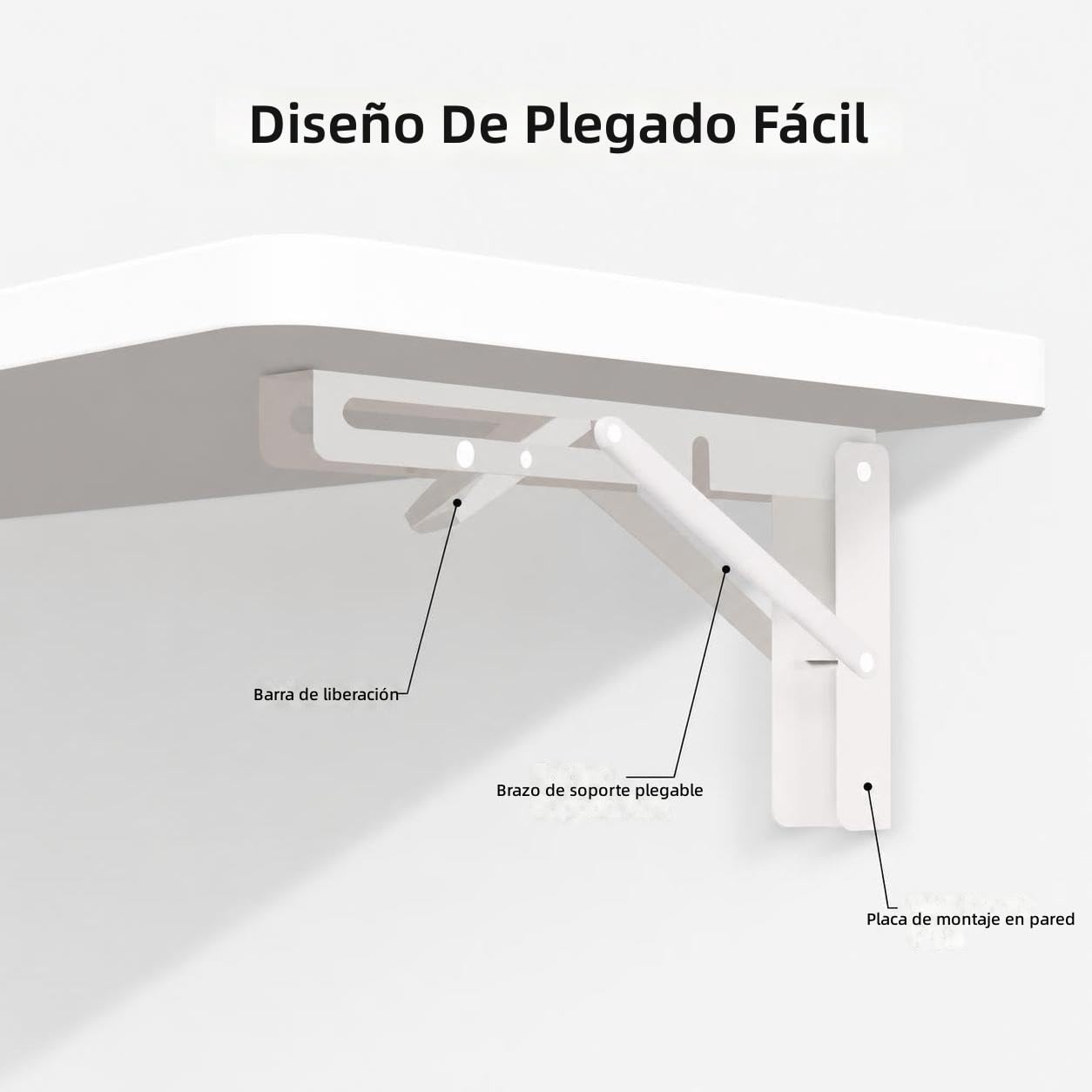Scrivania Pieghevole da Parete con ripiano portaoggetti (Noce, 2 staffe Pieghevoli, 60 x 30 cm)