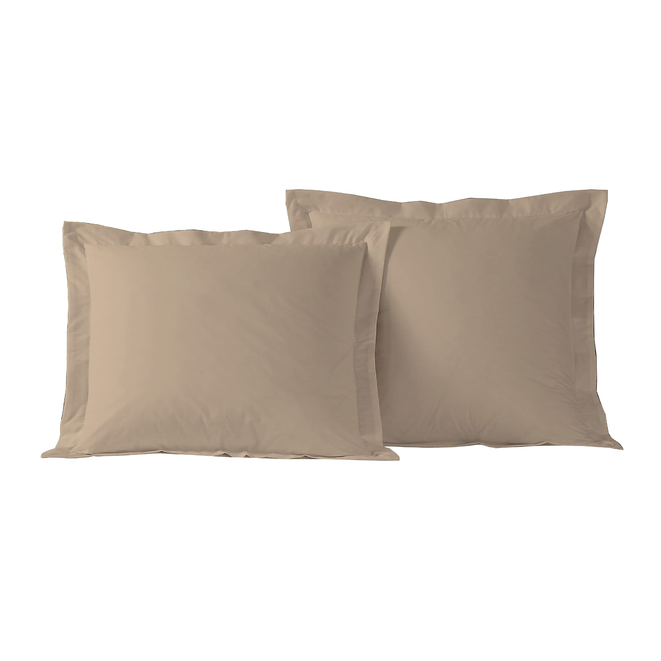 Today's Home Lot de 2 taies d'oreiller en Coton Majoritaire, Motif mélange de Coton, Euro, Moka,