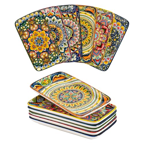 Henten Home Servierplatten Porzellan, Rechteckige Teller Set, 6...