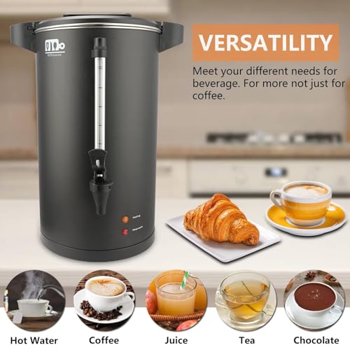 30-Cup 6L Commercial Coffee Urn, Festa Essential 750W Double Wall Large Percolate Coffee Maker Stainless Steel Hot Water Urn Dispenser with Double Dripless Faucet, Quick-Brewing for Catering, Black by Festa Essential - Used condition - Image 6