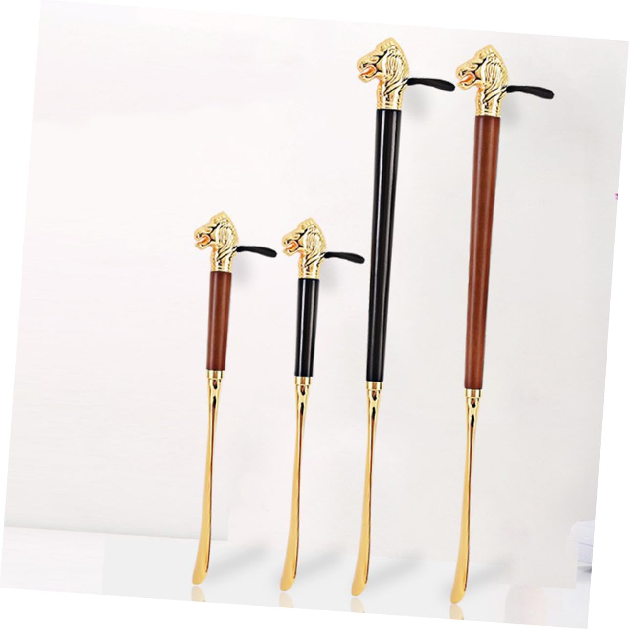 Calzascarpe in Metallo Testa di Leone 32cm Manico lungo Ergonomico per Anziani e Donne in Gravidanza Accessorio Domestico per Scarpe Uomo e Camoscio