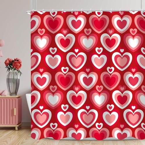 GKLEASG Valentine's Day Shower Curtain Red Loving...