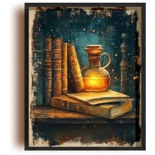 Unframed 12x16 Inch Satin Wall Art Print Of Expressionism Poster of The Quiet Library featuring a glowing inkpot - Post-War Era - Eco-Friendly Poster, Custom Decor for Home, Office, Bedroom, Bath