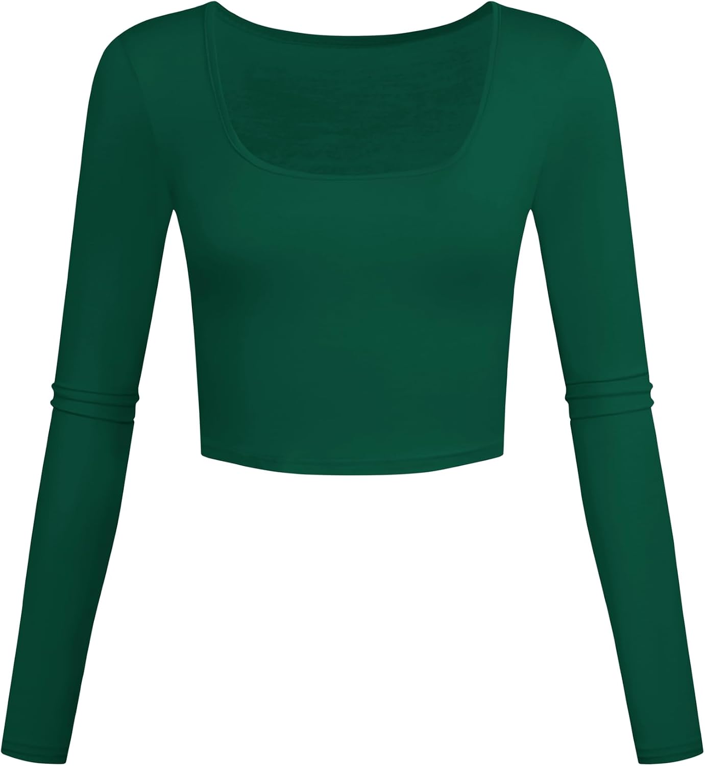 Lightweight Square Neck Crop Tops Long Sleeve Slim Fit Basic Shirts for Women