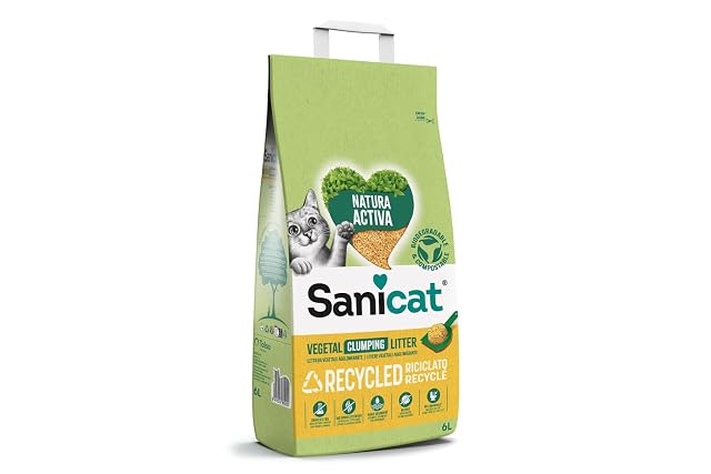Sanicat - Arena vegetal aglomerante reciclada Natura activa , Absorción superior y control de olores, es…
