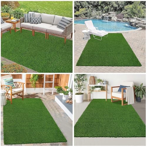 MOMENT 30MM Realistic Artificial Grass Rug Indoor Outdoor, Dog Grass Mat with Drainage Holes and Replacement Artificial Grass Turf, Fake Grass for Garden Lawn Landscape Balcony Decoration[100*100CM]