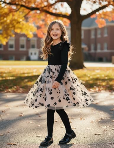 Image of PATPAT Girl's Tulle Dress Tutu Party Birthday Poster Formal Fancy Flower Princess Dresses