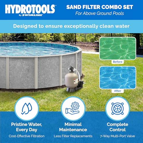 Image of SWIMLINE Pool Sand Filter Combo Set With Stand & Valve, 16 In, 100 Lb Sand