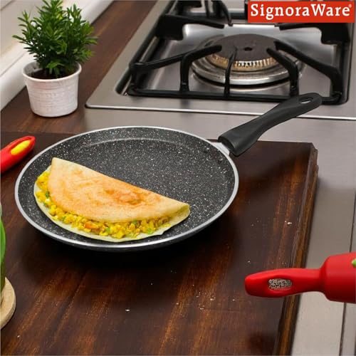 Image of Signoraware Perfecto 6 Coating Non Stick Dosa Tawa | Gas & Induction Compatible | Prevent Sticking & Burning | Ideal for Making Roti, Dosa, Paratha, Pancake & Toasting Sandwiches (28cm | Steel)