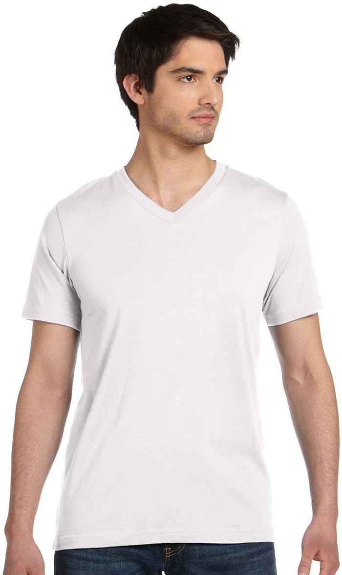 Bella Canvas Comfortable V-Neck Soft Fitted Jersey T-Shirt, White, X-Large - Image 2