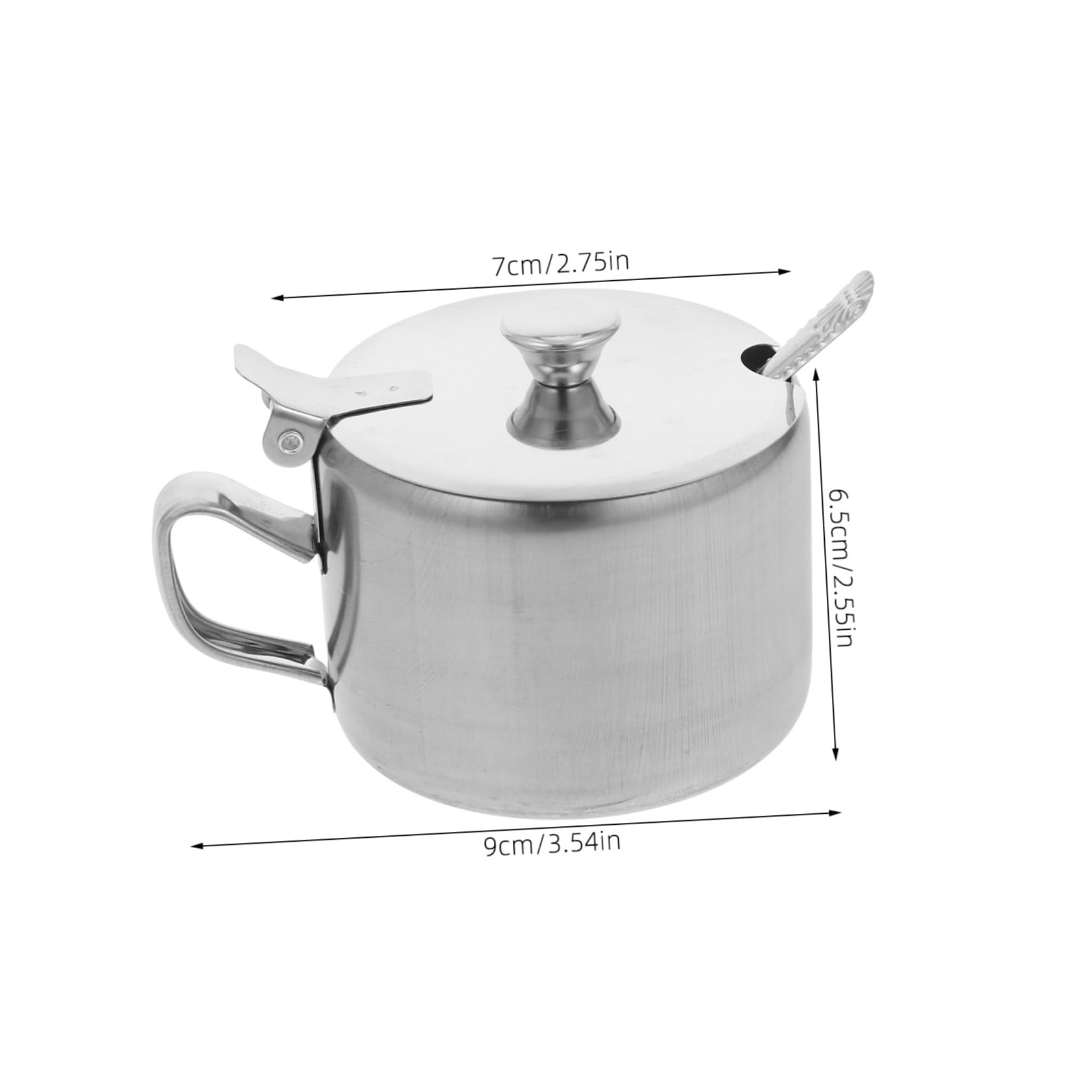 HEALLILY Restaurant Seasoning Pot Sugar Bowls Lid and Spoon Seasoning Jars Stainless Steel Sugar Bowl Container