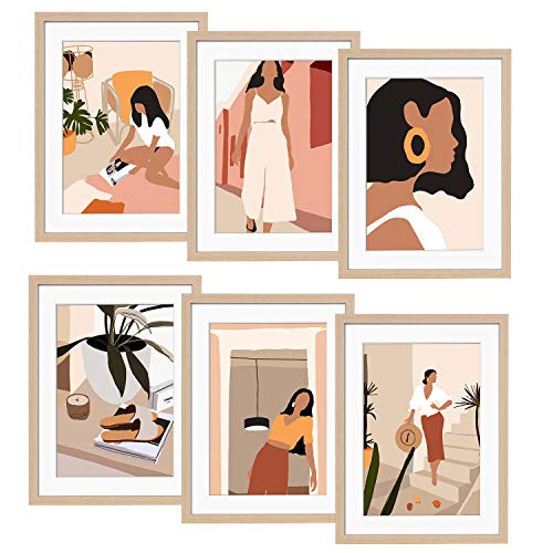 ArtbyHannah 6 Pack 12 x16 Framed Wall Art Minimalist Line Wall Art Decor Modern Abstract Woman\'s Body Shape Picture Frame Collage Set Aesthetic Art Posters Print Artwork for Home Bedroom Decoration - Thumbnail 5