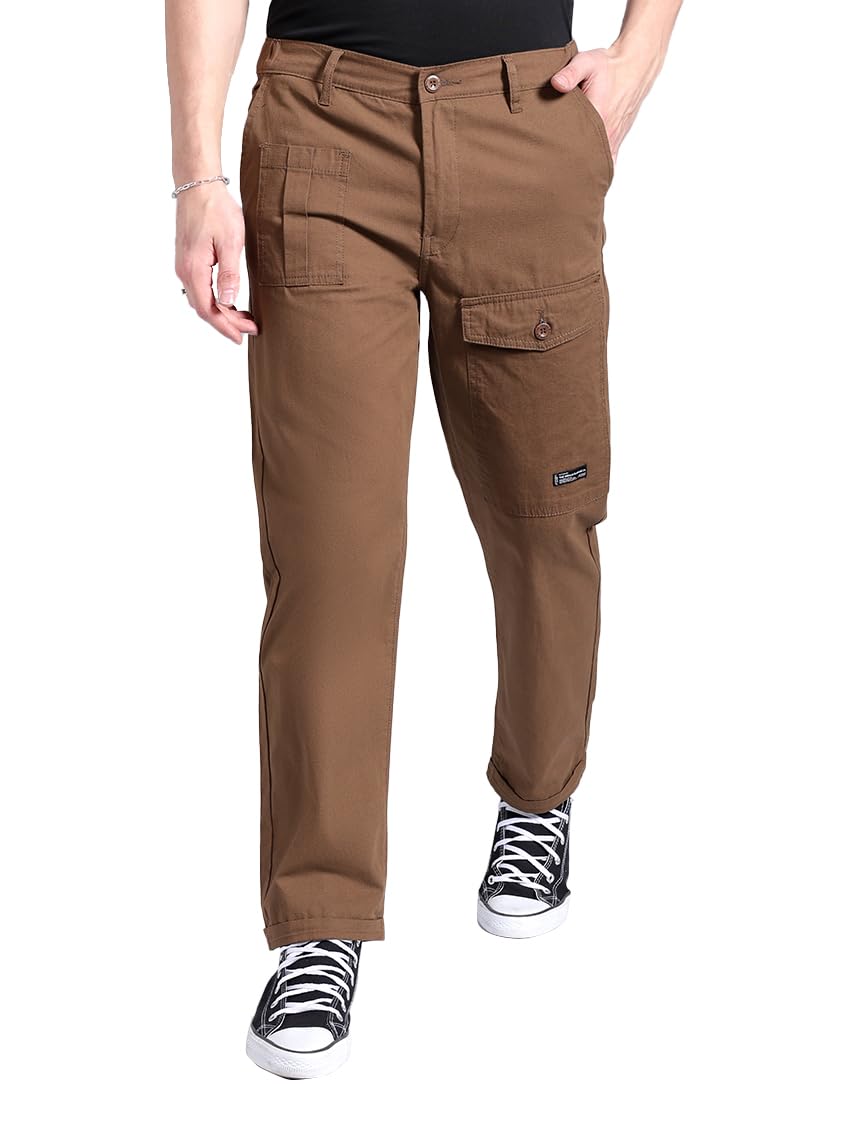 the indian garage co Men's Relaxed Fit Mid Rise Solid Mid-Rise Trousers-picture-42
