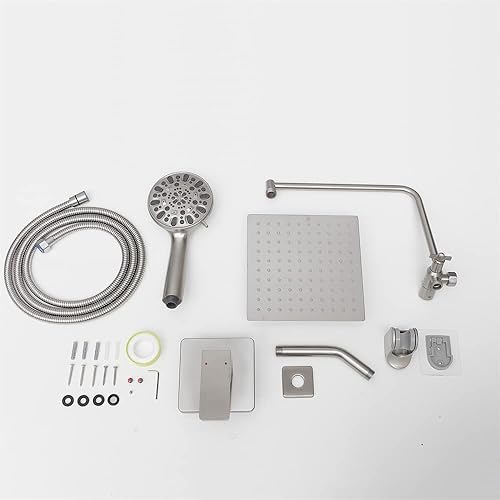 Miniatura 4 de Grifo de sistema de ducha de baño de 8 pulgadas, cabezal de ducha de alta presión, cabezal de ducha de mano de 7 rociadores con brazo de extensión