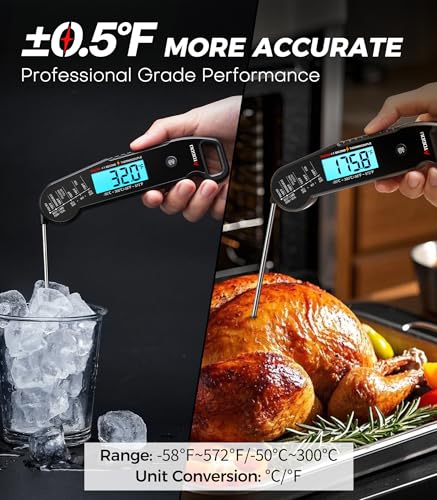 Image of Atogou Professional Meat Thermometer Digital for Cooking Food, <1 Sec Instant Read & ±0.5℉ Accuracy, IP67 Waterproof, Thermocouple Sensor Probe, for Kithchen, BBQ, Grill, for Men Him Dad, Black
