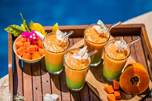 Hummingbird Glass Straws Clear Bent 9" X 9.5 Mm Made With Pride In The Usa - Perfect Reusable Straw For Smoothies, Tea, Juice, Water, Essential Oils - 4 Pack With Cleaning Brush #TOP3