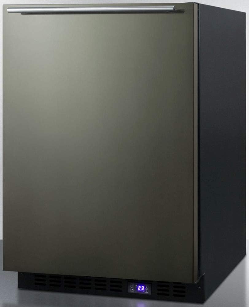 SCFF53BXKSHH 24 Undercounter or Freestanding Freezer with 4.72 cu. ft. Capacity Frost Free Operation Digital Thermostat and Adjustable Shelves in Black Stainless Steel