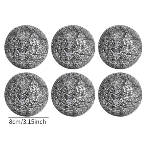 Bolas decorativas de vidrio para jarrones Baoblaze 6 piezas 8cm negro plata 4