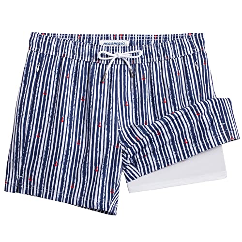 Image of maamgic 5inch Mens Swim Trunks with Compression Liner 2-in-1 Swimming Shorts Stretch Quick Dry with Zipper Pockets