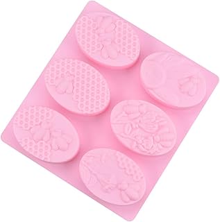 VILLCASE 1Pc 6 Sabonete Molde De Favo De Mel Moldes De Silicone Feito À Mão Bolo De Sobremesa Cozimento Sabão Oval Rosa 6 Furos Molde De Sabonete Molde De Sabonete Manual Molde De