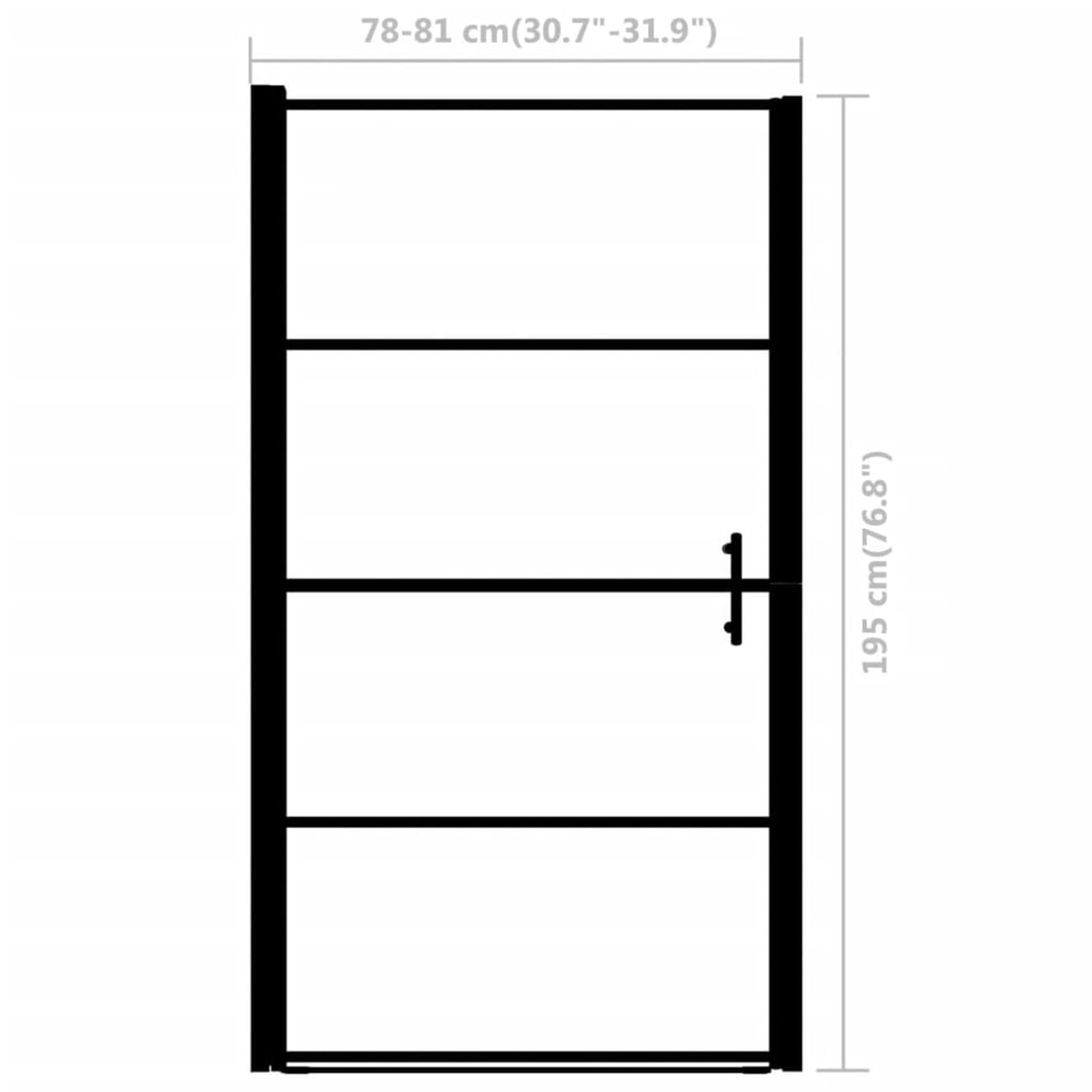 Puerta de Ducha de Vidrio Templado Negro 81x195 cm Mampara Ducha Fijo Abatible