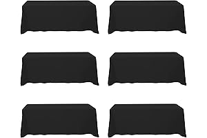 Black Rectangular Tablecloths for 8ft Tables - 90x156 inch, 6-Pack