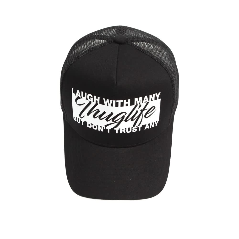 WITHMOONS Thuglife Print Mesh Snapback Hat Hiphop Trucker Baseball Cap ALM1506