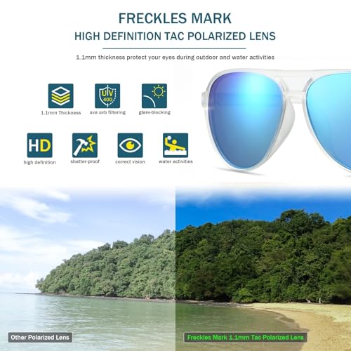 Image of Freckles Mark Classic Aviator Polarized Sunglasses for Men Women Double Bridge Retro 70s 80s Glasses Coloful Shades