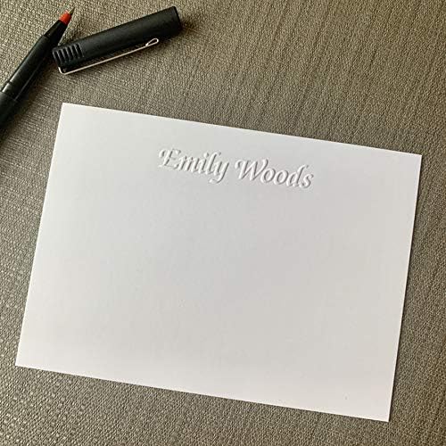 Personalized Embossed Flat Cards & Envelopes Set - Custom Stationery Note Cards for Thank You Notes - Custom Paper Correspondence Cards with Envelopes (25 Cards + 25 Envelopes)