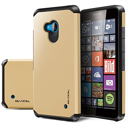 Evocel EVO-NK640-SA15 Dual Layer Series Hybrid Armor Case for Microsoft Lumia 640 - Retail Packaging, Gold Medal
