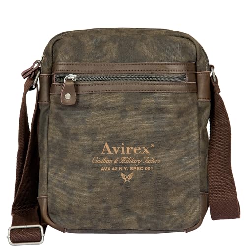 Bolso mediano Avirex Pasadena de lona con correa ajustable y detalles de piel para hombre