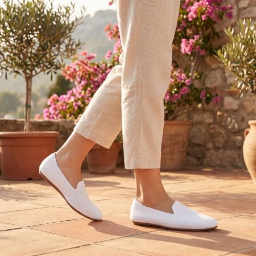 Image of Puxowe Women's Ballet Flats Breathable Knit Slip On Comfortable Round Toe Walking Shoes with Arch Support Insole for Work