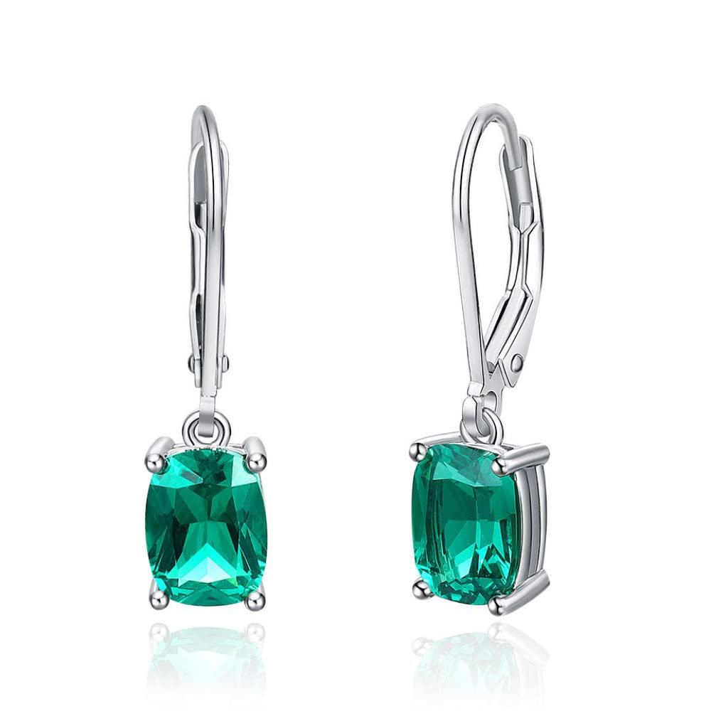 MIDJ Creolen Silber 925,Minimalistische Creolen 925 Sterling Silber Grün Quadratisch Zirkonia Creolen Kreis Tropfen Ohrringe Für Damen Mädchen Party Büro Charme Schmuck