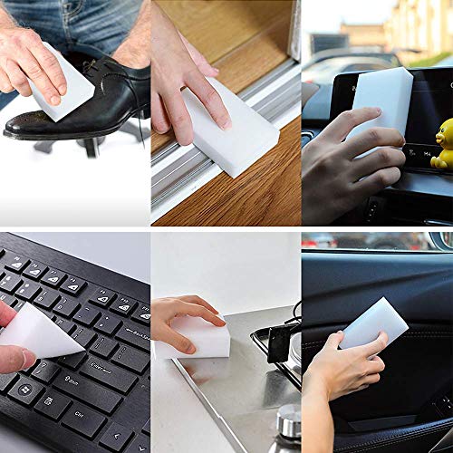 Image of Magic Cleaning Sponge Eraser for Kitchen, Bathroom, Wall & Multi-Surface Cleaning | Stain Remover Sponge | Water Activated Cleaning Pad | Pack of 6
