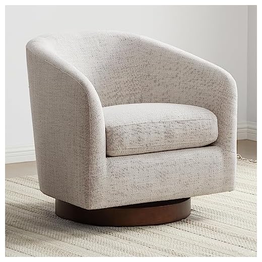 CHITA Swivel Accent Chair Armchair, Round Barrel Chairs in Performance Fabric for Living Room Bedroom, Ivory