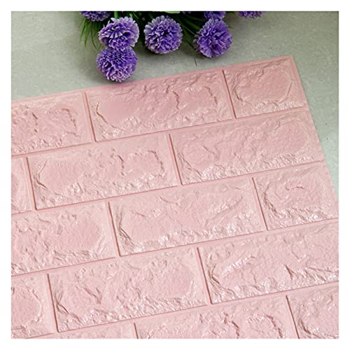 Paneles Pared 60 cmx120cm pegatinas de pared 3D continuo Auto adhesivo Espuma Paneles Decorativos Decoración for el hogar Sala estar la casa Cuarto baño(Pink)