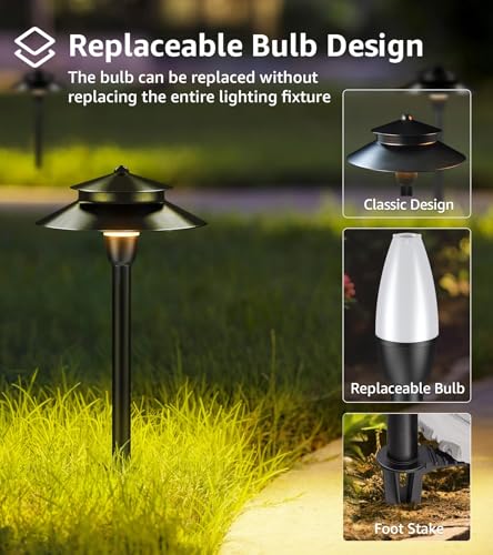 Image of SUNVIE 4-Pack Low Voltage Pathway Lights, 3W 3000K Black Aluminum IP65