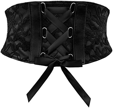 BlackButterfly 5.5 Wide Corset Waspie Elastic Lace Belt (Black, US 18-20)