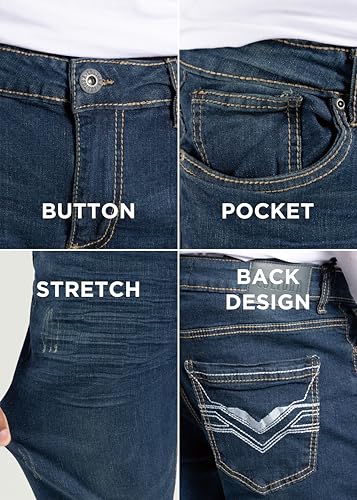 CULTURA AZURE Mens Denim Jeans, Skinny & Slim Fit Basic Washed Tapered Leg Stretch Jeans for Men Big & Tall4
