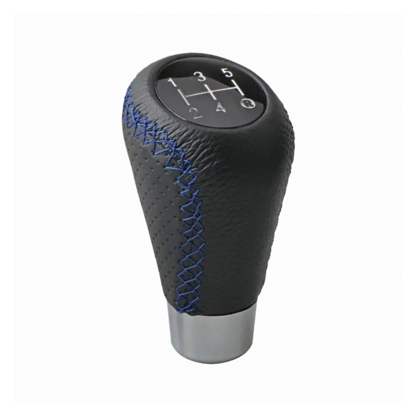 Lozopmtmld Blue Gear Shift Knob For Universal 5 Speed Manual Leather Red Stitch Upgrade