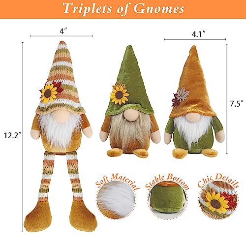 DAZONGE 3PCS Gnome Plush for Thanksgiving Decorations, Tiered Tray Decor - Image 2