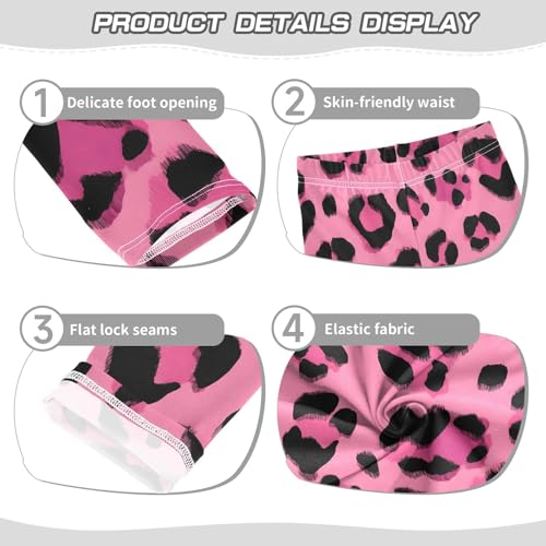 Pink Cheetah Leopard Texture Girls Leggings Soft Stretch Workout Yoga Dance Pants for Kids Casual Tights3