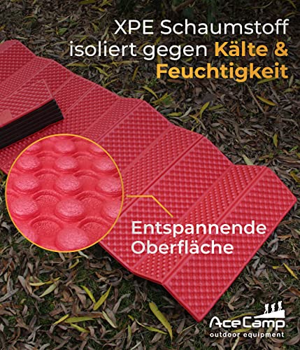 AceCamp® Faltbare Thermomatte Isomatte Outdoor Camping Ultraleicht [186x56cm - Rot] - Wasserdicht leicht & kompakt - Faltbare Yogamatte reise - Strandmatte gepolstert faltbar - Isomatte Schaumstoff