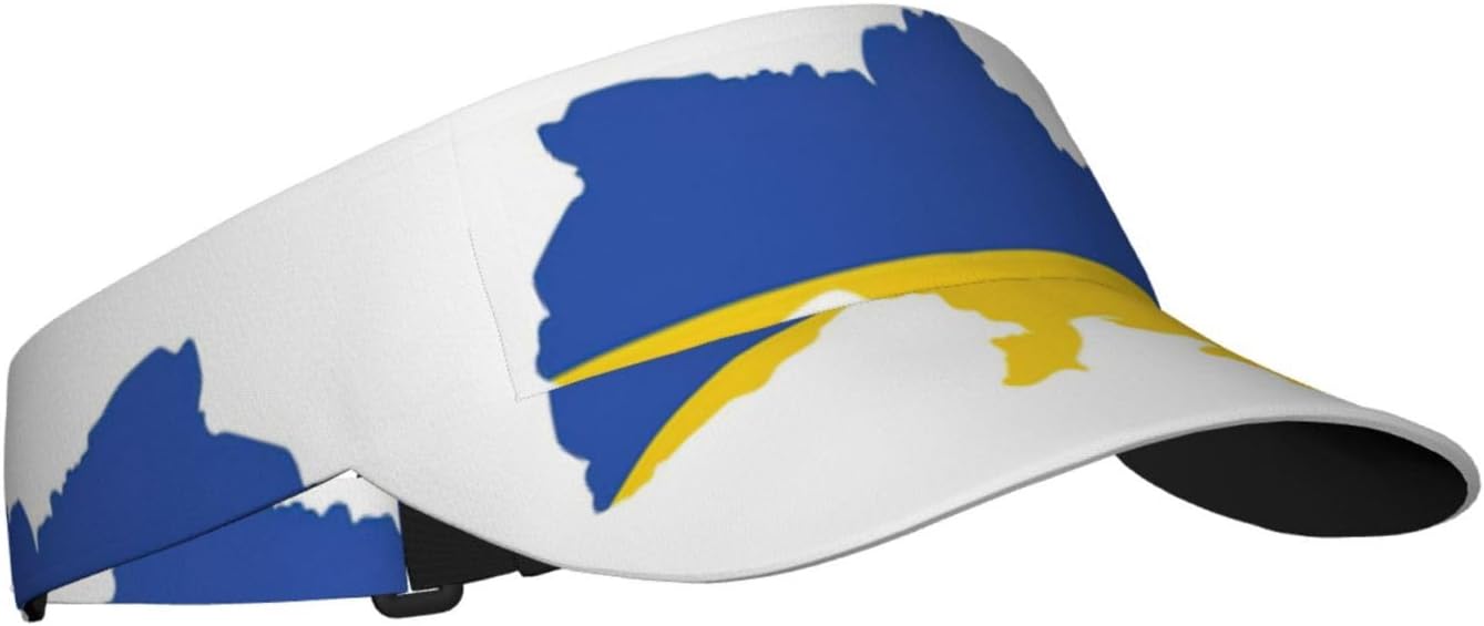Ukraine Flag Map Print Sport Sun Visor Hats Adjustable Empty Top Baseball Cap Ball Caps Sun Hat for Women and Men Black