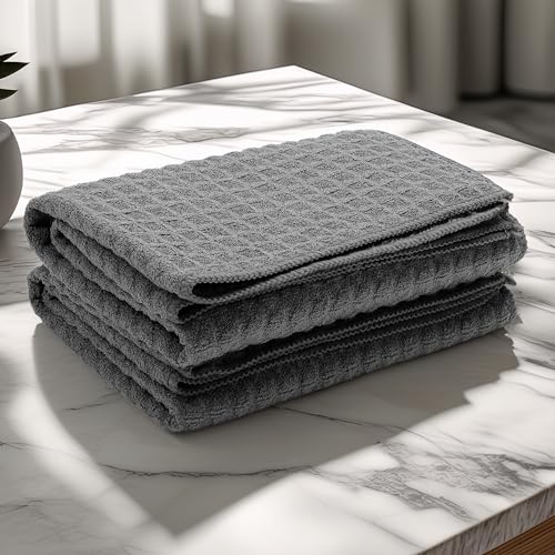 Image of Cutting EDGE 380 GSM - Set of 2 - Car & Bike Cleaning Cloth, Microfiber Waffle Weave Towel, Super Absorbent, Lint Free & Scratch Free for Drying, Cleaning & Polishing, Grey (48 x 40 cm)